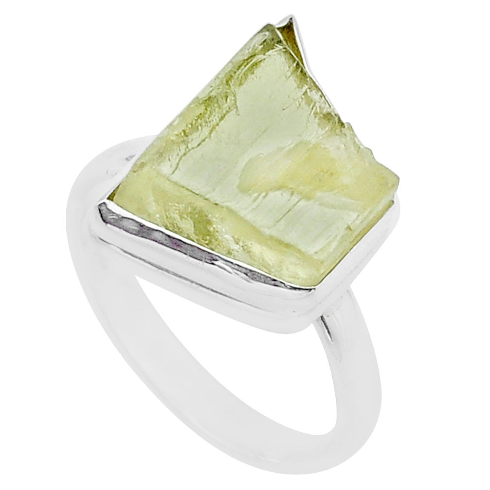 10.85cts solitaire natural green hiddenite rough 925 silver ring size 10 u61876