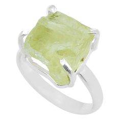 13.47cts solitaire natural green hiddenite rough 925 silver ring size 10 u61908