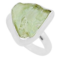11.42cts solitaire natural green hiddenite rough 925 silver ring size 8.5 u61864