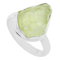 8.31cts solitaire natural green hiddenite rough 925 silver ring size 8.5 u61882