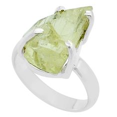 9.63cts solitaire natural green hiddenite rough 925 silver ring size 6.5 u61919