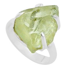10.53cts solitaire natural green hiddenite rough 925 silver ring size 6.5 u61926