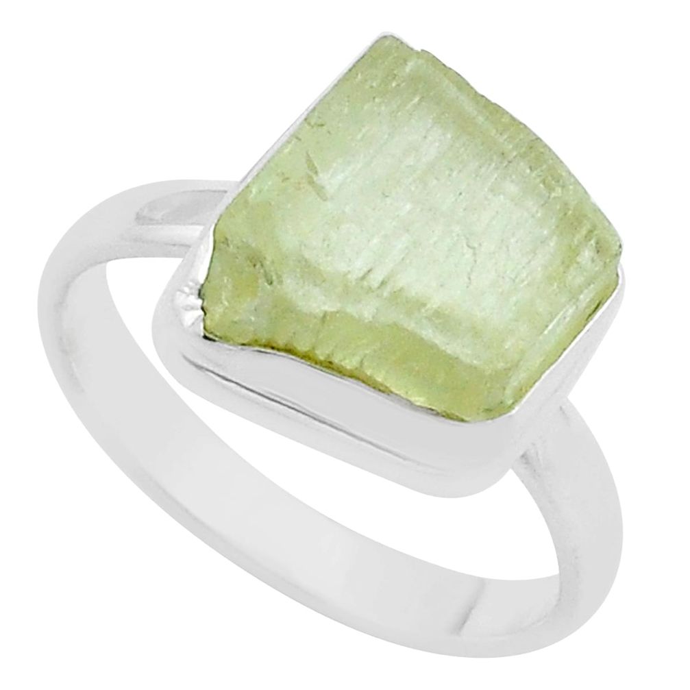 10.61cts solitaire natural green hiddenite rough silver ring size 10.5 u61898