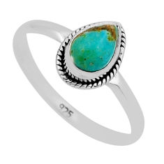 1.51cts solitaire natural green  turquoise 925 silver ring size 7 n3425