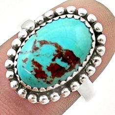 7.27cts solitaire natural green kingman turquoise 925 silver ring size 8 u40921