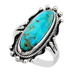 6.39cts solitaire natural green kingman turquoise 925 silver ring size 8 y78711