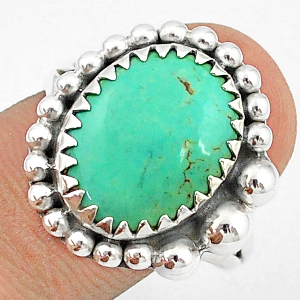 8.91cts solitaire natural green kingman turquoise 925 silver ring size 9 u28392