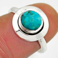 2.53cts solitaire natural green  turquoise silver ring size 6.5 n21362
