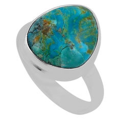 6.39cts solitaire natural green mojave turquoise silver ring size 7.5 n36114