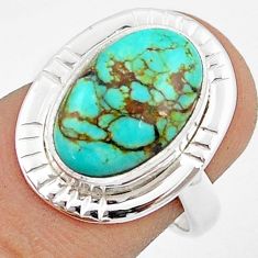5.00cts solitaire natural green kingman turquoise silver ring size 6.5 u28279