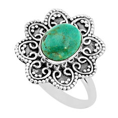 3.90cts solitaire natural green kingman turquoise silver ring size 8.5 y76302