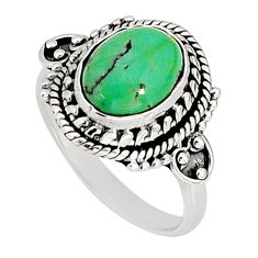 4.05cts solitaire natural green kingman turquoise silver ring size 7.5 y76854