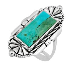 8.07cts solitaire natural green kingman turquoise silver ring size 8.5 y80814