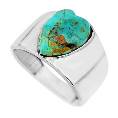 4.47cts solitaire natural green kingman turquoise silver ring size 7.5 y80961