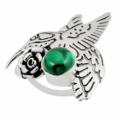 2.97cts solitaire natural green malachite 925 silver flower ring size 6.5 y51290