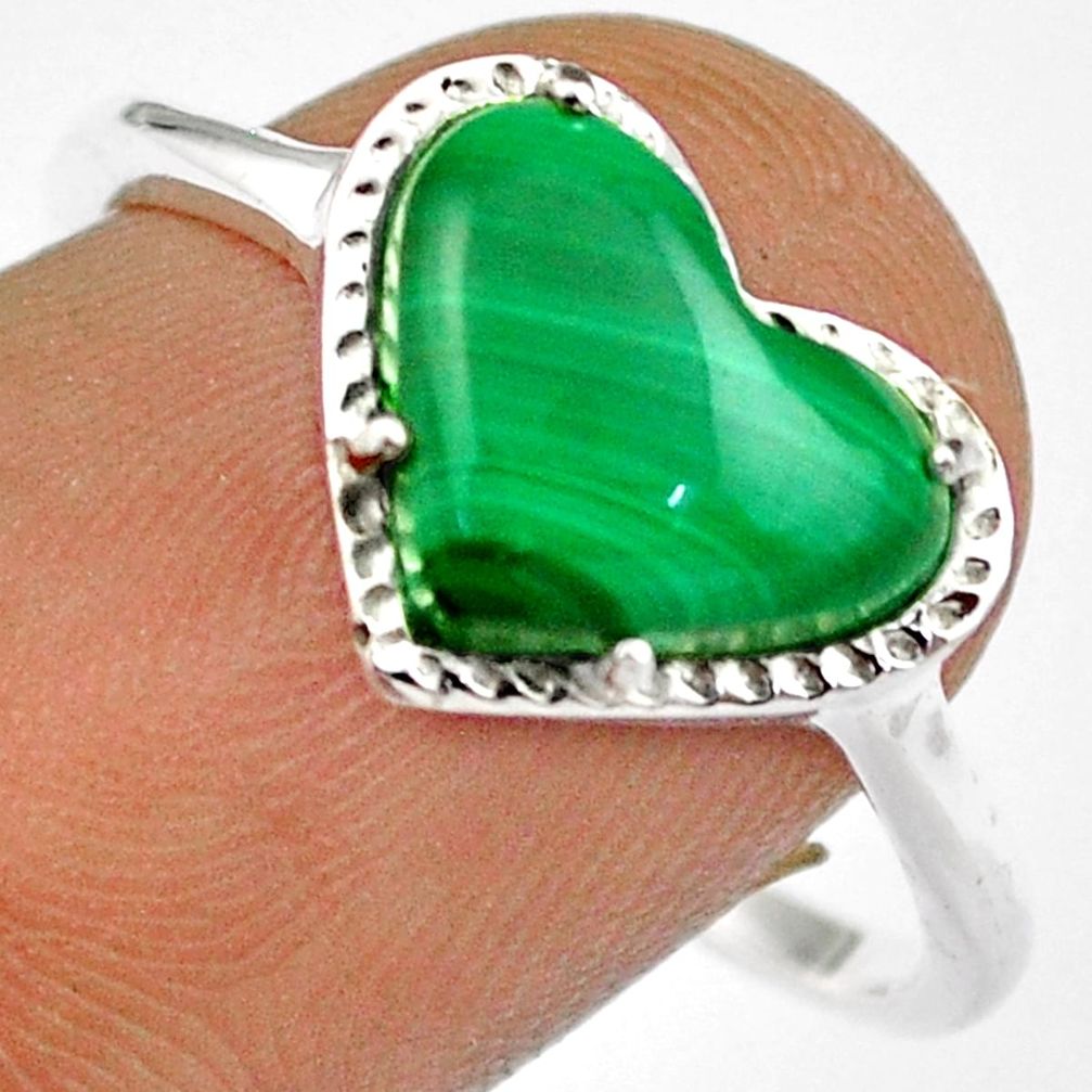 3.93cts solitaire natural green malachite 925 silver ring jewelry size 9.5 u9215
