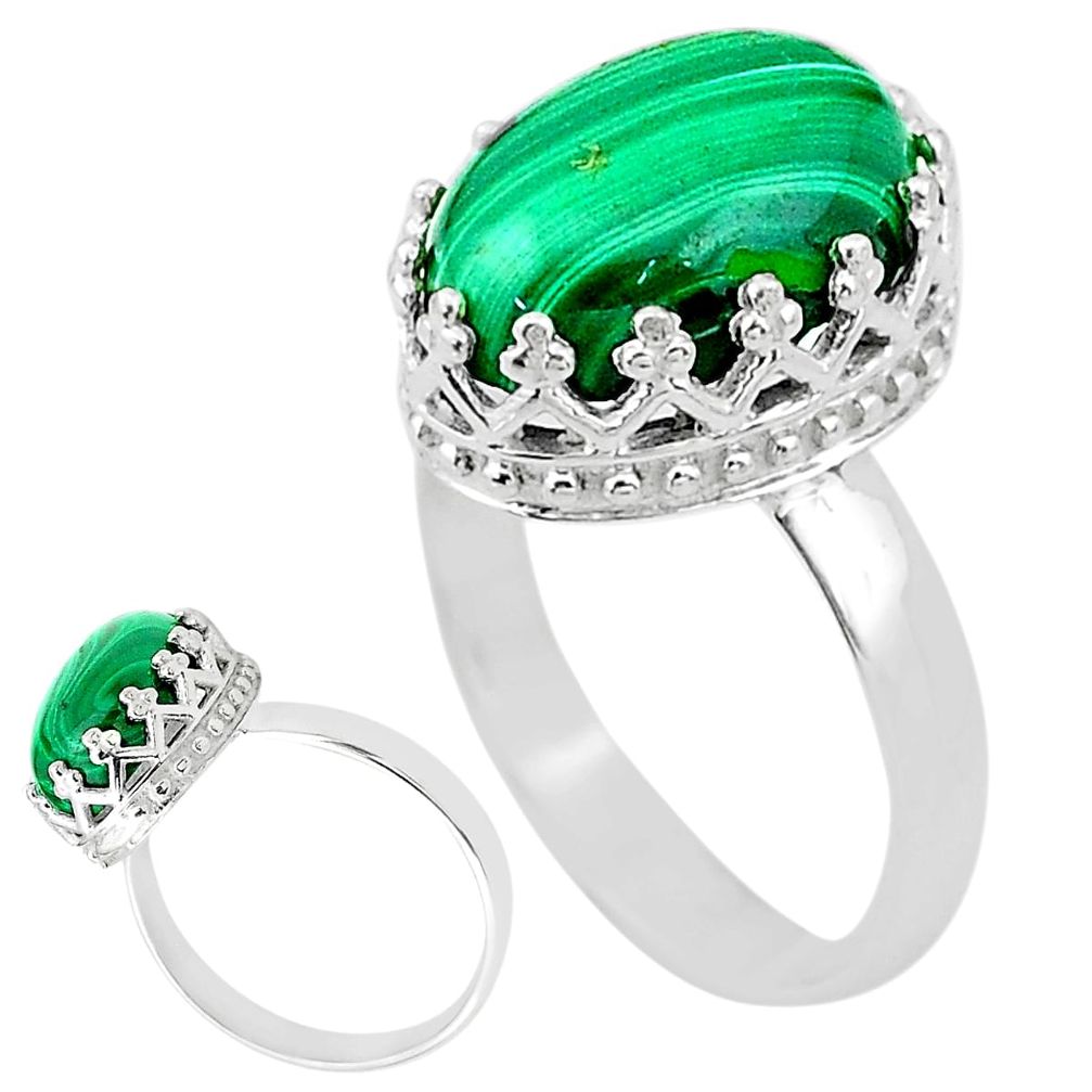 6.04cts solitaire natural green malachite 925 silver ring size 8 t20351