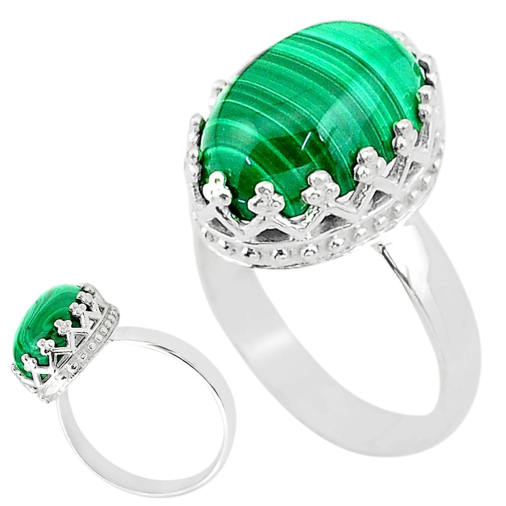 6.85cts solitaire natural green malachite 925 silver ring size 6.5 t20353