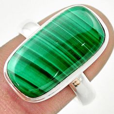 10.54cts solitaire natural green malachite 925 silver ring size 9.5 u44375