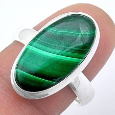 9.13cts solitaire natural green malachite 925 silver ring size 8.5 u60892
