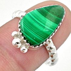 6.43cts solitaire natural green malachite fancy 925 silver ring size 8 u39526