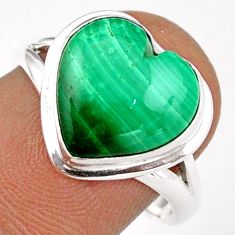 6.84cts solitaire natural green malachite heart 925 silver ring size 8.5 t93214