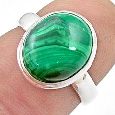 4.47cts solitaire natural green malachite oval 925 silver ring size 5.5 u47544