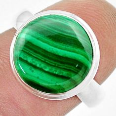 6.68cts solitaire natural green malachite round 925 silver cocktail ring size 8 u43889