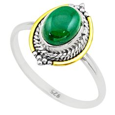 2.27cts solitaire natural green malachite silver 14k gold ring size 8.5 t71795