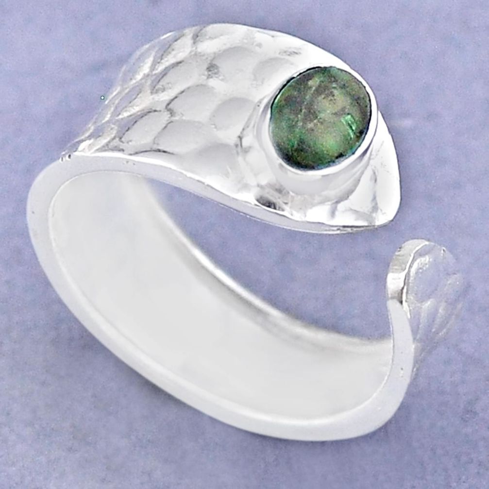 1.51cts solitaire natural green malachite silver adjustable ring size 8 t47330