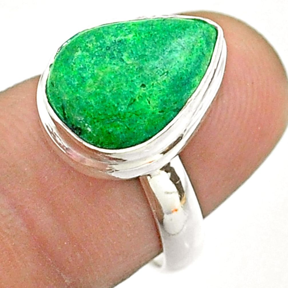 6.26cts solitaire natural green maw sit sit 925 silver ring size 6.5 t54634