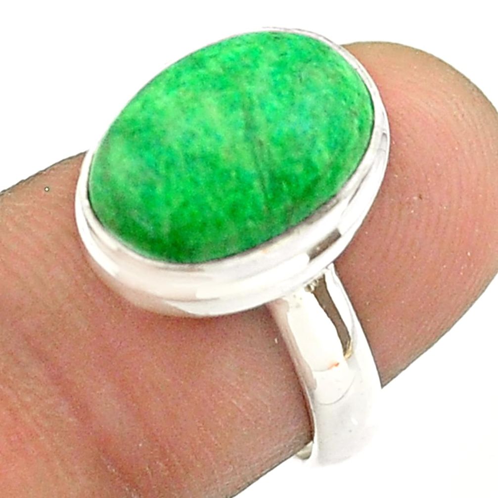 5.38cts solitaire natural green maw sit sit 925 silver ring size 6.5 t54654