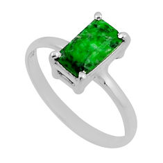 2.08cts solitaire natural green maw sit sit octagan silver ring size 7.5 n21191