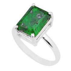4.54cts solitaire natural green maw sit sit octagan silver ring size 7 y25579