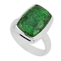 6.04cts solitaire natural green maw sit sit octagan silver ring size 6.5 y54953