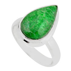 5.38cts solitaire natural green maw sit sit pear 25 silver ring size 6.5 y54305