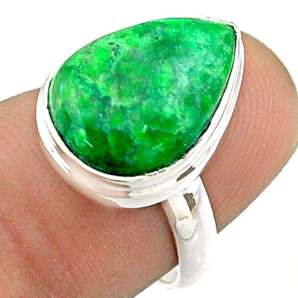 7.17cts solitaire natural green maw sit sit pear 925 silver ring size 6 t54650
