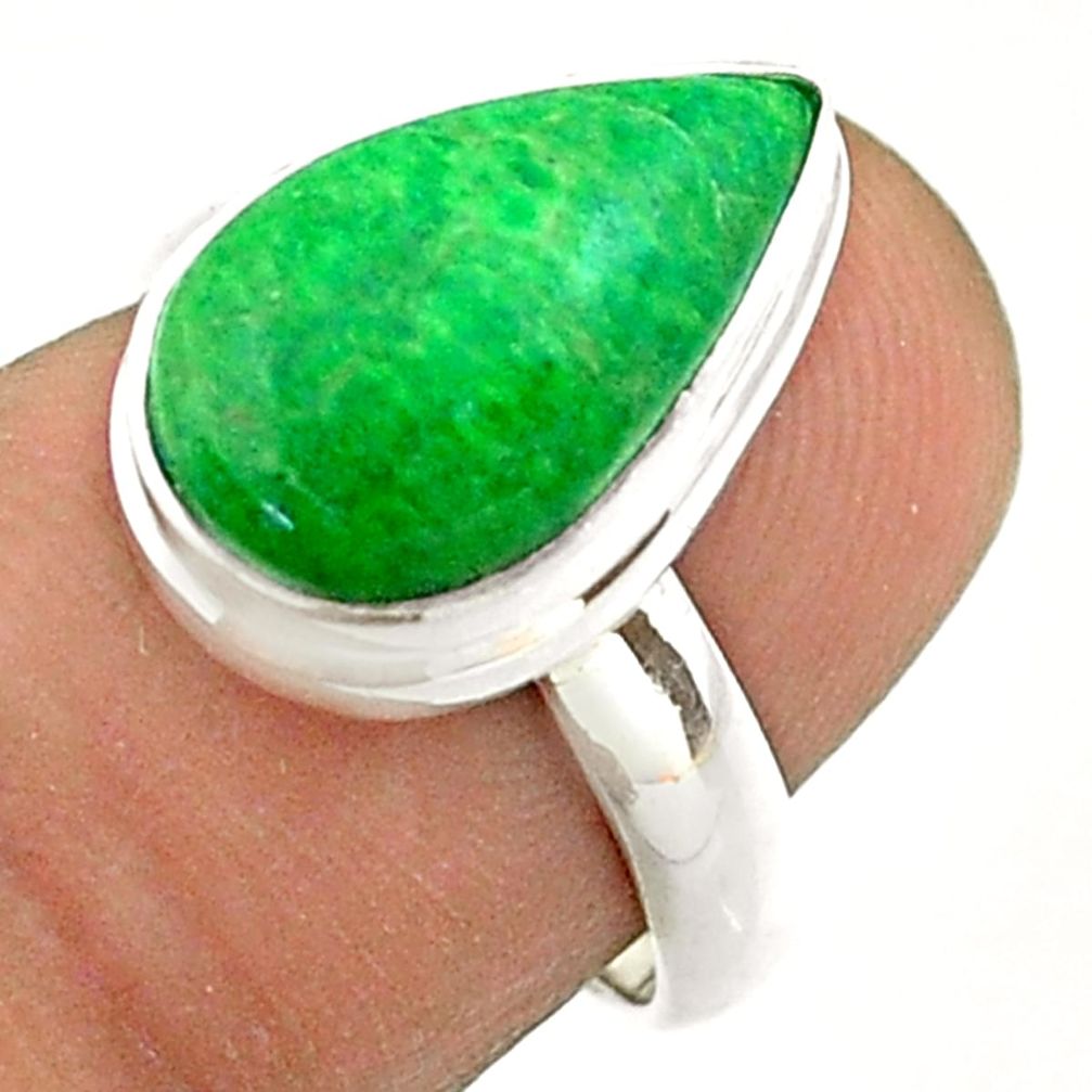 5.76cts solitaire natural green maw sit sit pear 925 silver ring size 7 t54626