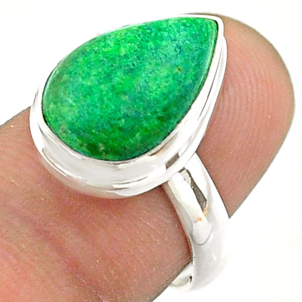 7.33cts solitaire natural green maw sit sit pear 925 silver ring size 7 t54627