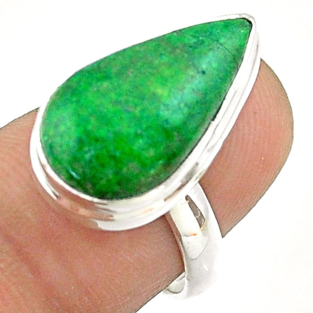 8.22cts solitaire natural green maw sit sit pear 925 silver ring size 7 t54635