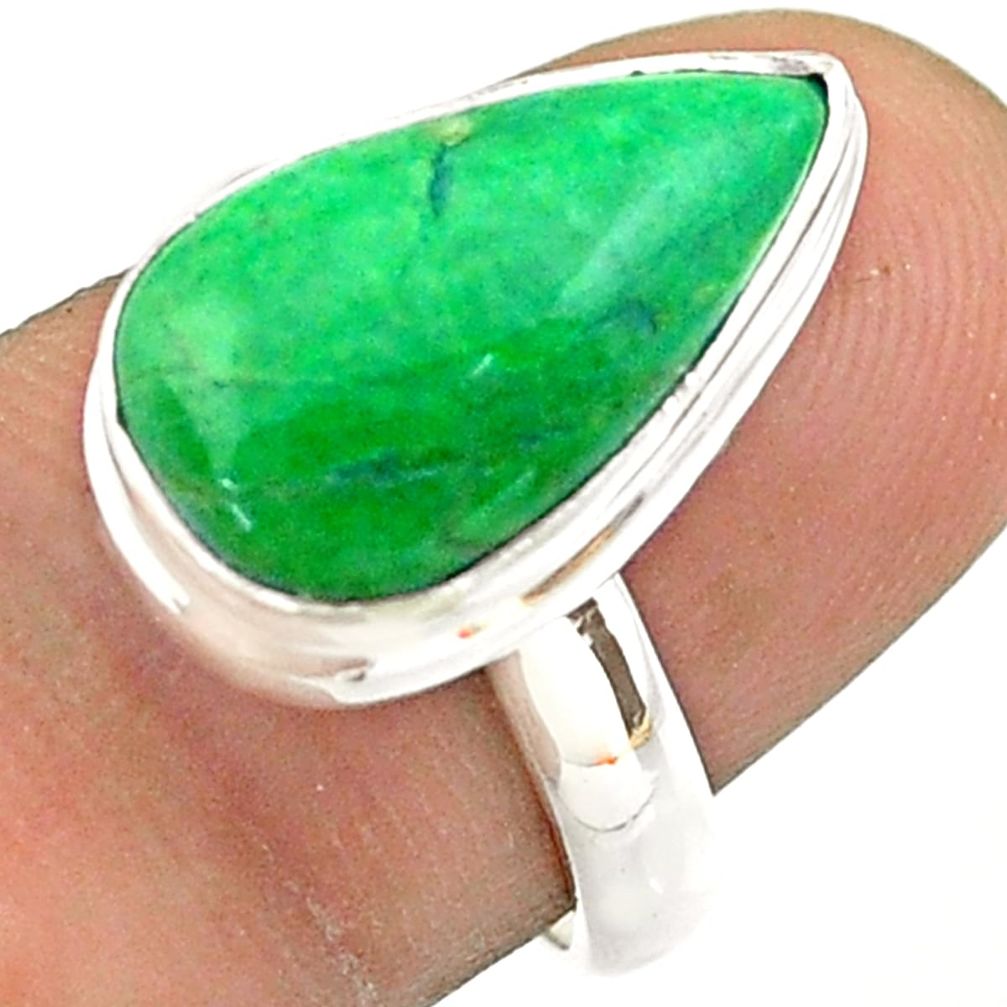 7.50cts solitaire natural green maw sit sit pear 925 silver ring size 7 t54651