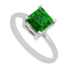 2.24cts solitaire natural green maw sit sit square silver ring size 6.5 n21189