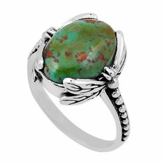 6.35cts solitaire natural green mojave turquoise 925 silver ring size 7.5 n37222