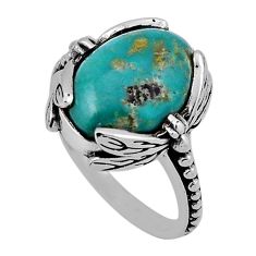 6.11cts solitaire natural green mojave turquoise 925 silver ring size 6.5 n37230