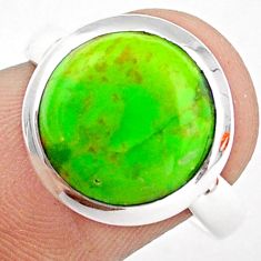 Clearance Sale- 6.29cts solitaire natural green mojave turquoise 925 silver ring size 8 u6587