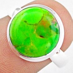 Clearance Sale- 6.26cts solitaire natural green mojave turquoise 925 silver ring size 7.5 u6584
