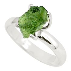 4.81cts solitaire natural green moldavite fancy 925 silver ring size 9.5 t87126