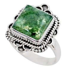 6.02cts solitaire natural green moss agate 925 silver ring size 8 t80550