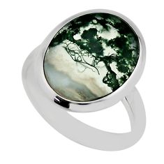 8.01cts solitaire natural green moss agate oval 925 silver ring size 8.5 y79449
