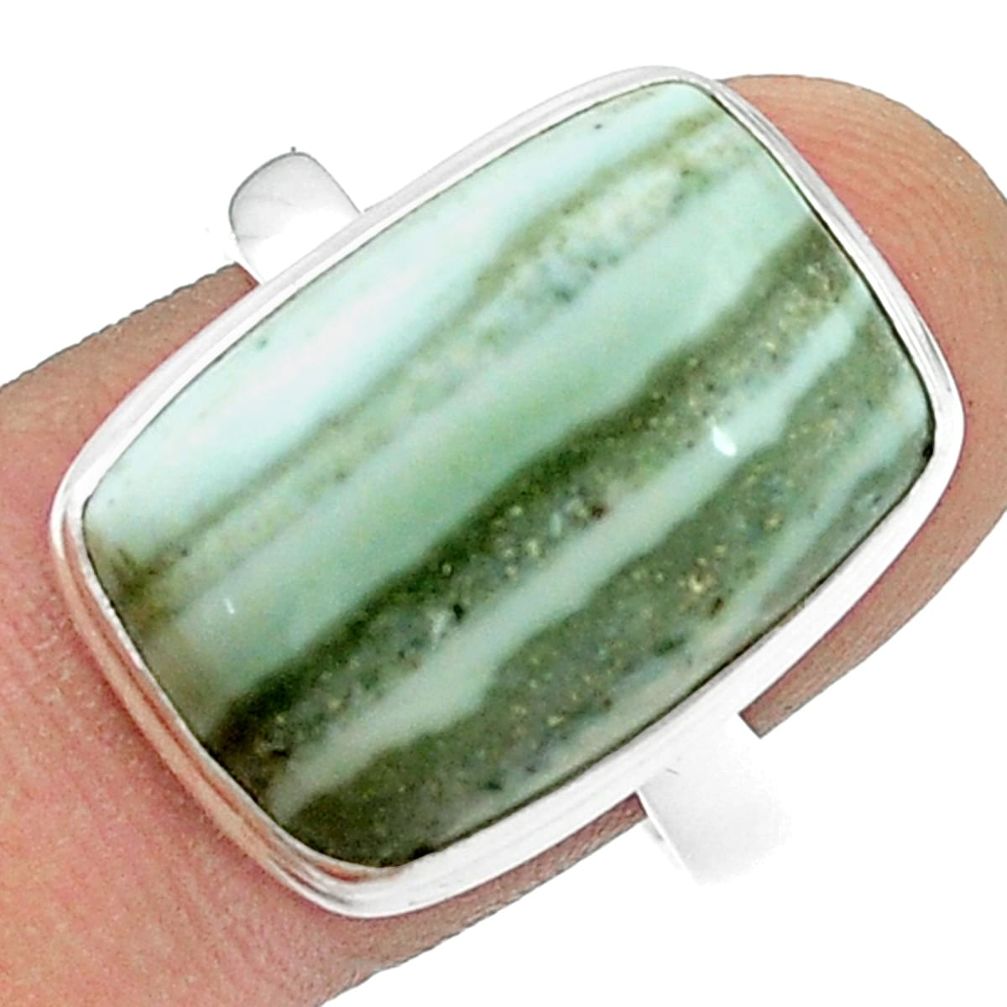 15.47cts solitaire natural green opal 925 sterling silver ring size 10 u47671